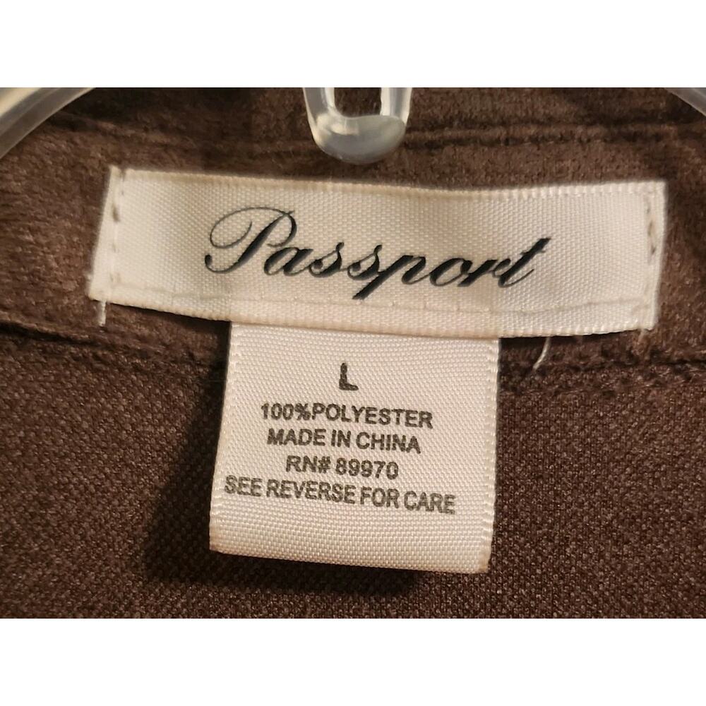 Passport Faux Suede Shirt Dress Womens Lrg, Fluid, Soft Fabric, Missing Belt - Picture 3 of 10